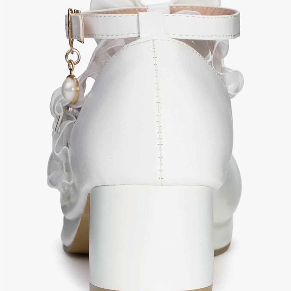 Sweet Lolita Ruffle Bow Mary Jane Shoes with Block Heel - Picture 3 of 5